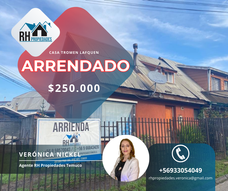 ¡ARRENDADO! Casa Individual – Sector Tromen Lafquen – Pedro de Valdivia