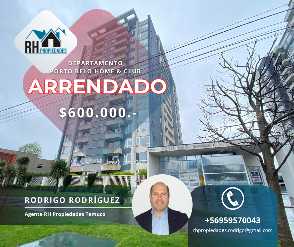 ¡ARRENDADO! Departamento en Exclusivo Edificio Porto Belo Home & Club – Temuco