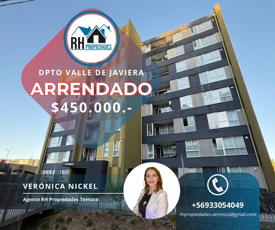¡Arrendado! Departamento 3D, 2B Condominio Valle de Javiera, Sector Inacap, Temuco